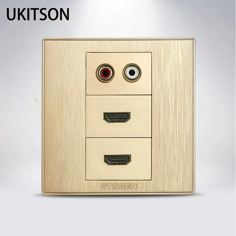 

Audio Plug With Dual HDMI2.0 Female To Female Connector Wall Outlet For Projector Sound System