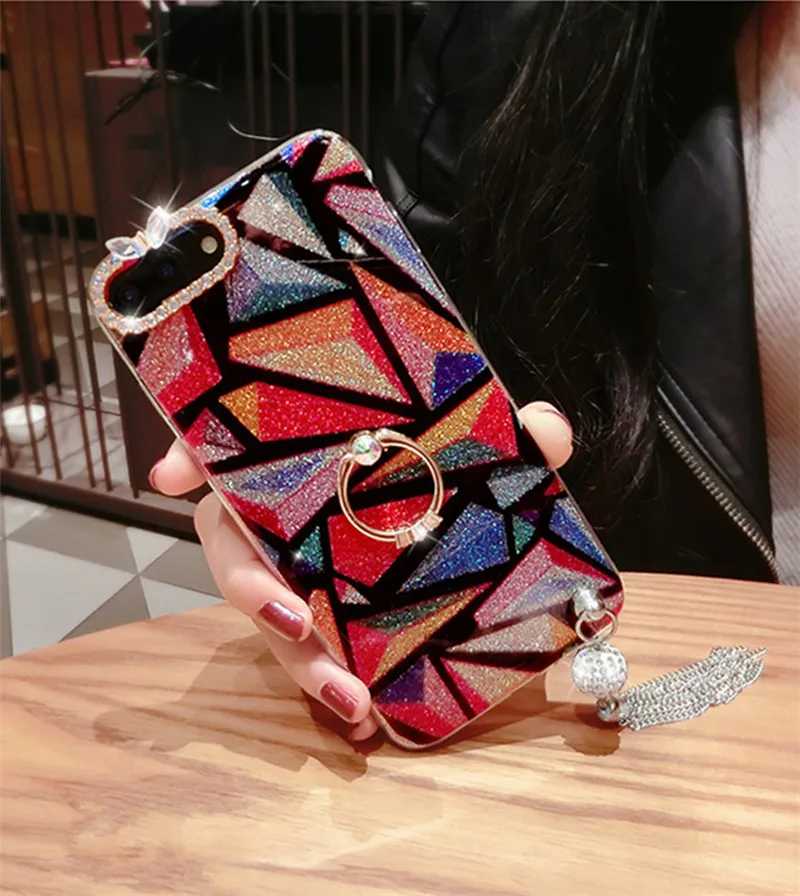 LaMaDiaa для iphone 11 Pro MAX 6 6S 7 8 Plus X XS XR роскошный блестящий кулон со стразами и кольцом