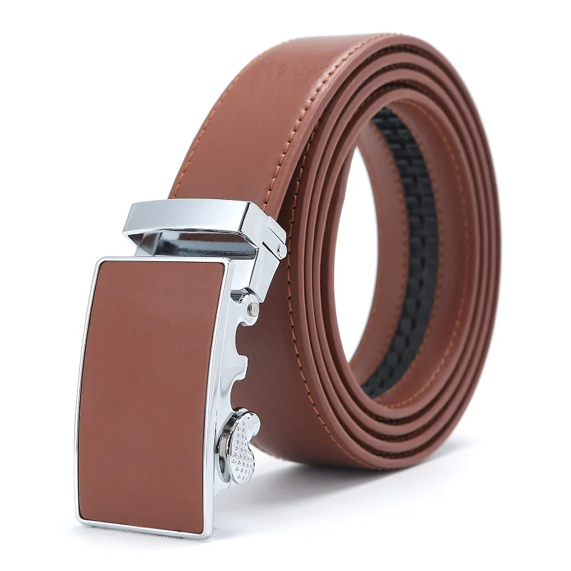 

Mens Leather Ratchet Automatic Buckle Leather Belt for Men Genuine Leather Dress Belt Holeless Automatic Sliding Buckle Belts