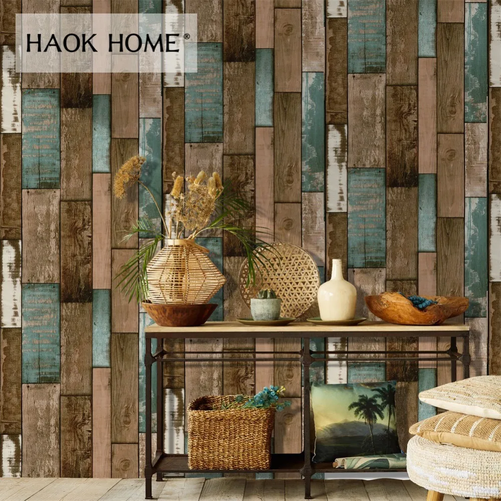 HaokHome Vintage Wood Plank Wallpaper for walls 3d Self Adhesive Brown Contact paper Mural Home Living Room Bedroom Decoration HaokHome Vintage Wood Plank Wallpaper for walls 3d Self Adhesive Brown Contact paper Mural Home Living Room Bedroom Decoration