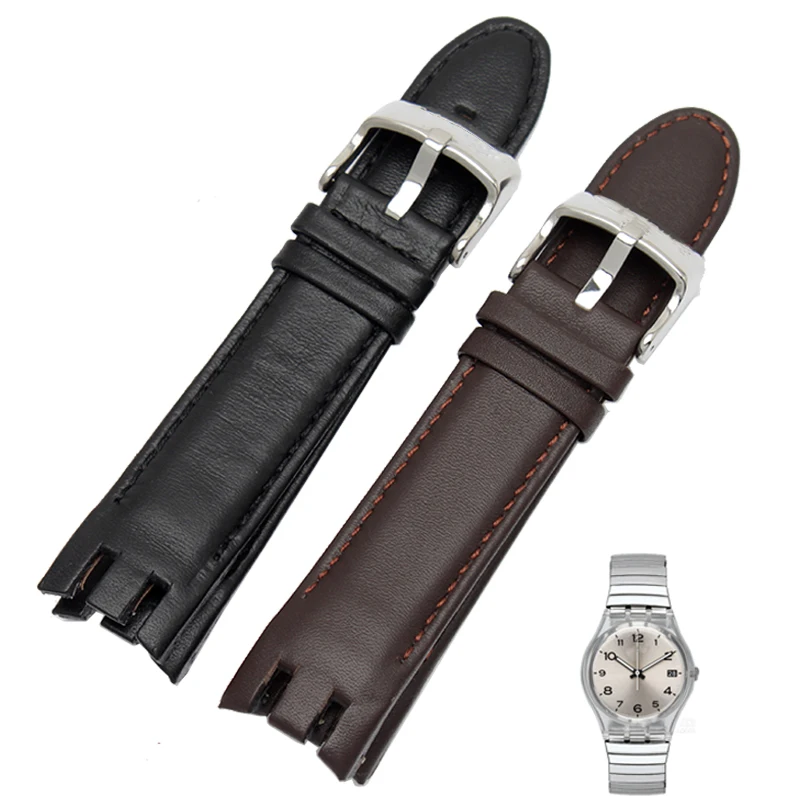 

High quality 21mm genuine leather strap for Swatch YRS403 401 402G 412 418 406G watchband soft and comfortable Bracelet