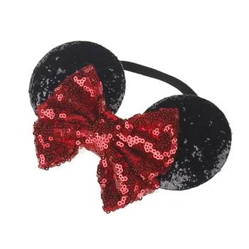 

New Baby Nylon Headbands Minnie Mouse Ears Headband Hairbands Sequin Bowknot Headwear for Newborn Elastic Hair Accessories