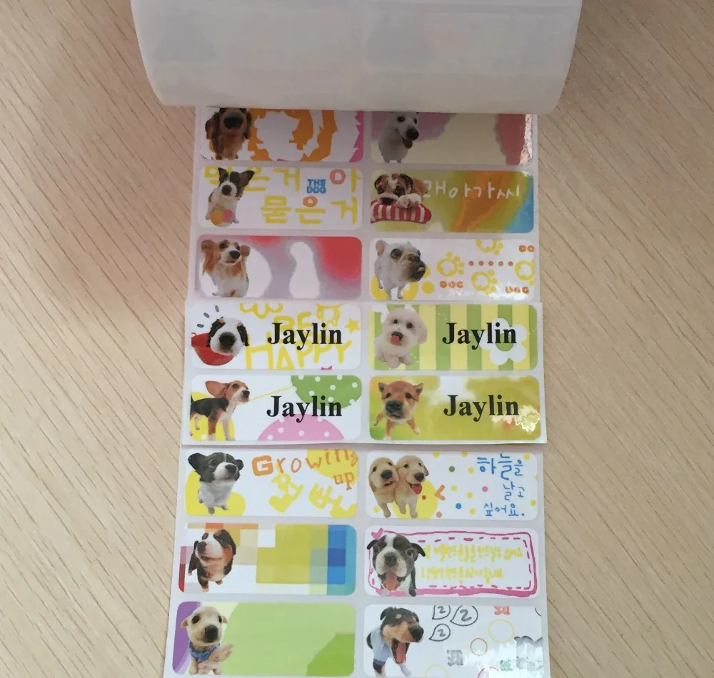 64pcs Cute Dog Custom Waterproof Name Labels School Daycare kids birthday party favor stickers