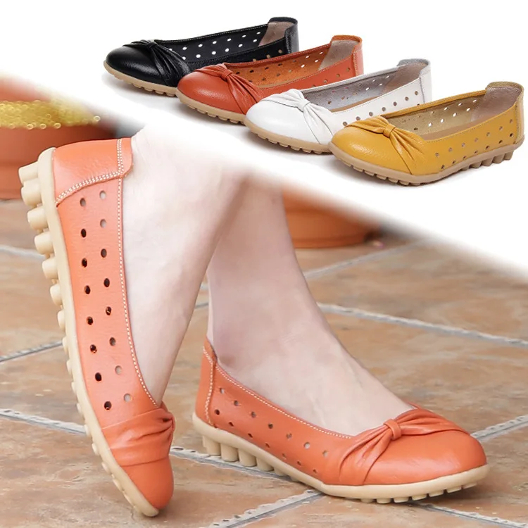 

UNIGUE GIRL2019 Handmade Leather Women Plus Size Sewing Flats Moccasins Loafers Ballet Flats Women Comfortable Soft Casual Shoes
