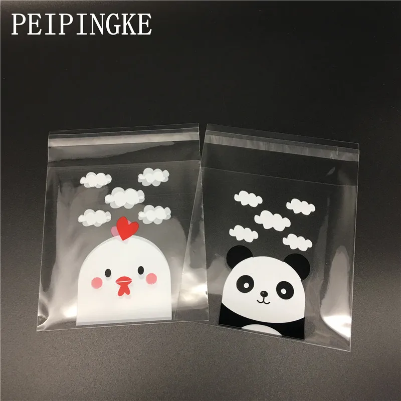 

100pcs Panda and chicks Self-adhesive Plastic Cookie Bags Transparent Wedding Gift Candy Bag Christmas Biscuits Packaging
