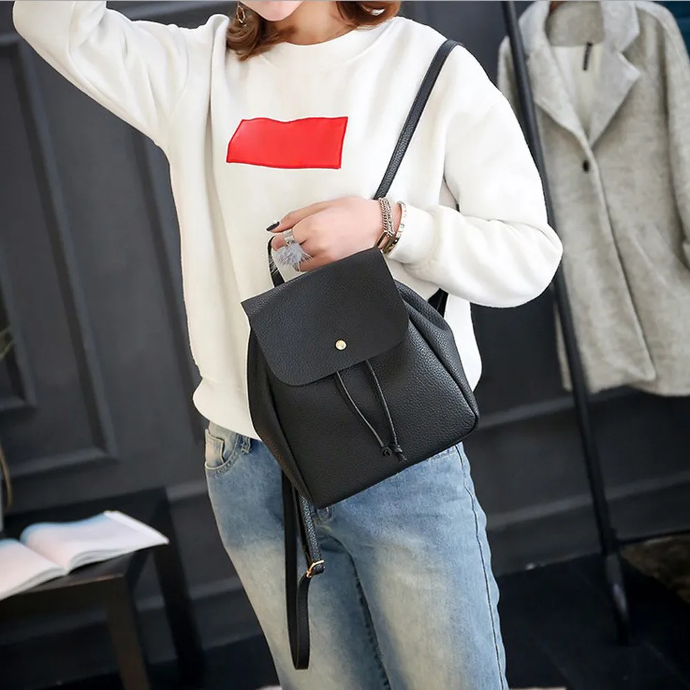 

Women Fashion Mini Cute Backpack Female Leisure Student Schoolbag Drawstring Satchel Shoulder Backpack Soft Bag Mochila Feminina