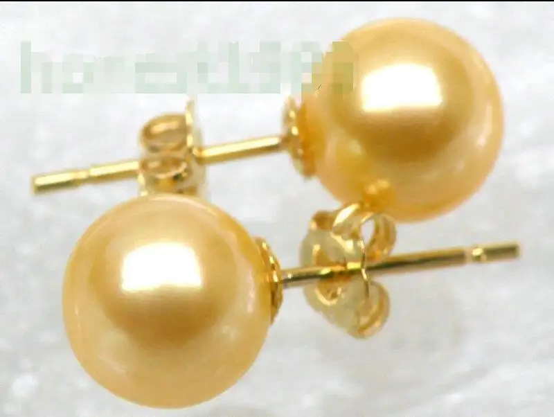 

Free Shipping >>>> TOP AAA+++ 7.5mm Round Golden Yellow Akoya Pearls Earring 14K Solid Yellow Gold
