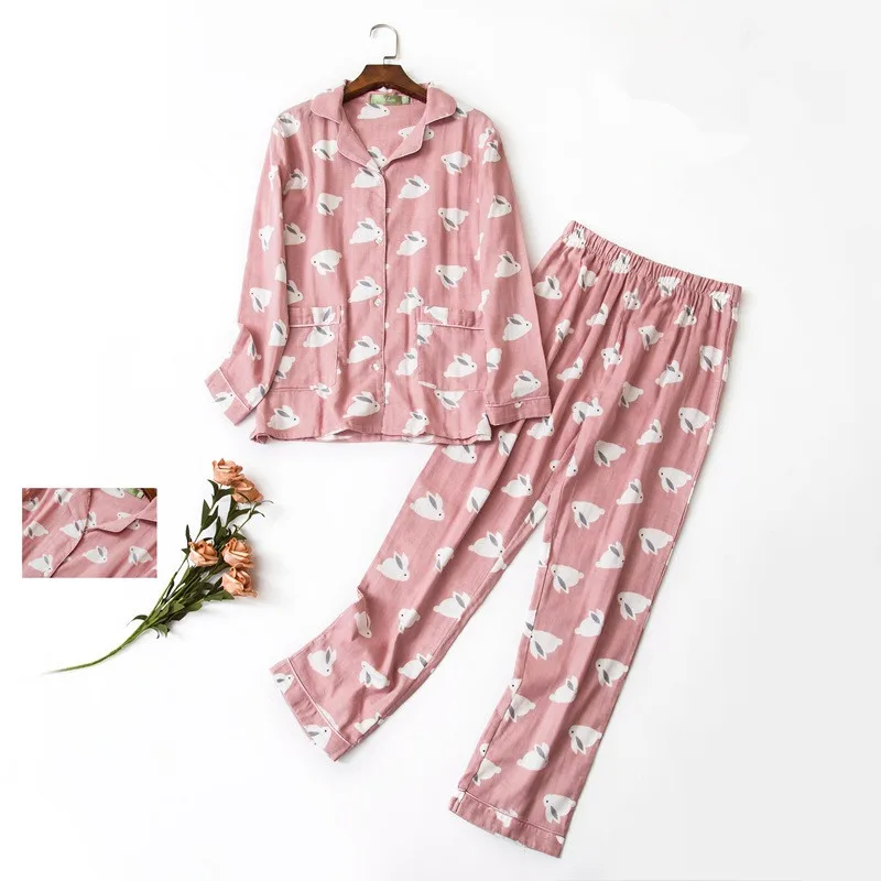 Женские пижамные комплекты из хлопка, розовый цвет, милые кролики, с принтом, весна-лето, высокое качество, короткие милые пижамы для женщин