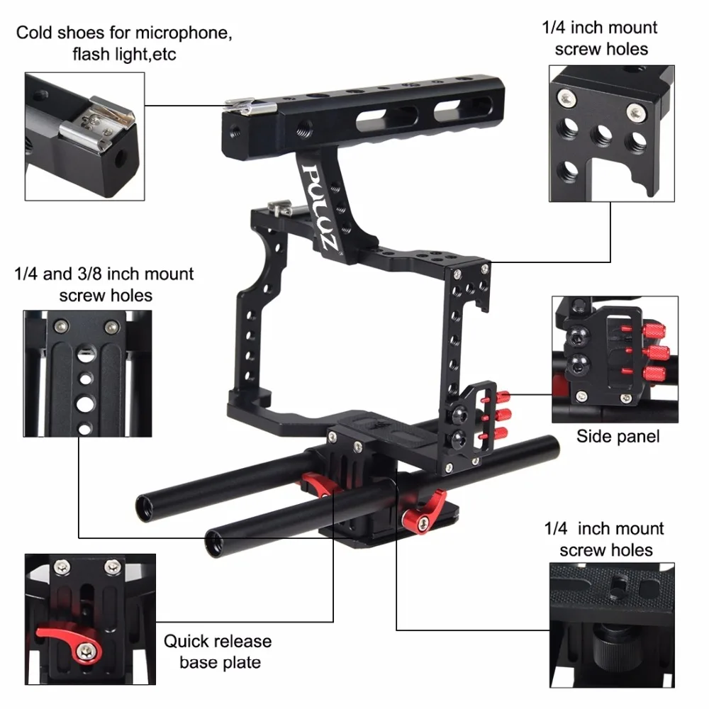 PULUZ ручка клетка для видеокамеры Steadicam Стабилизатор для sony A7 и A7S и A7R и A7R II и A7S II для Panasonic Lumix DMC-GH4