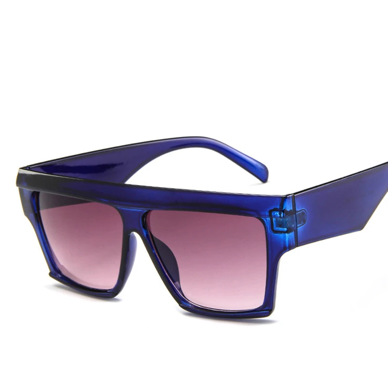 Брендовые Роскошные негабаритные Квадратные Солнцезащитные очки женские мужские винтажные красный, прозрачный градиент солнцезащитные очки оттенки Oculos UV400 - Цвет линз: Blue