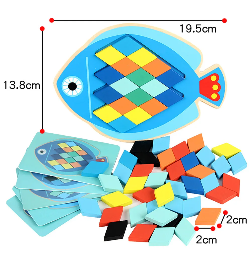 3D Сова/рыба деревянные пазлы детские развивающие Игрушки для раннего обучения красочные головоломки доски Смешные развивающие игрушки подарки для детей