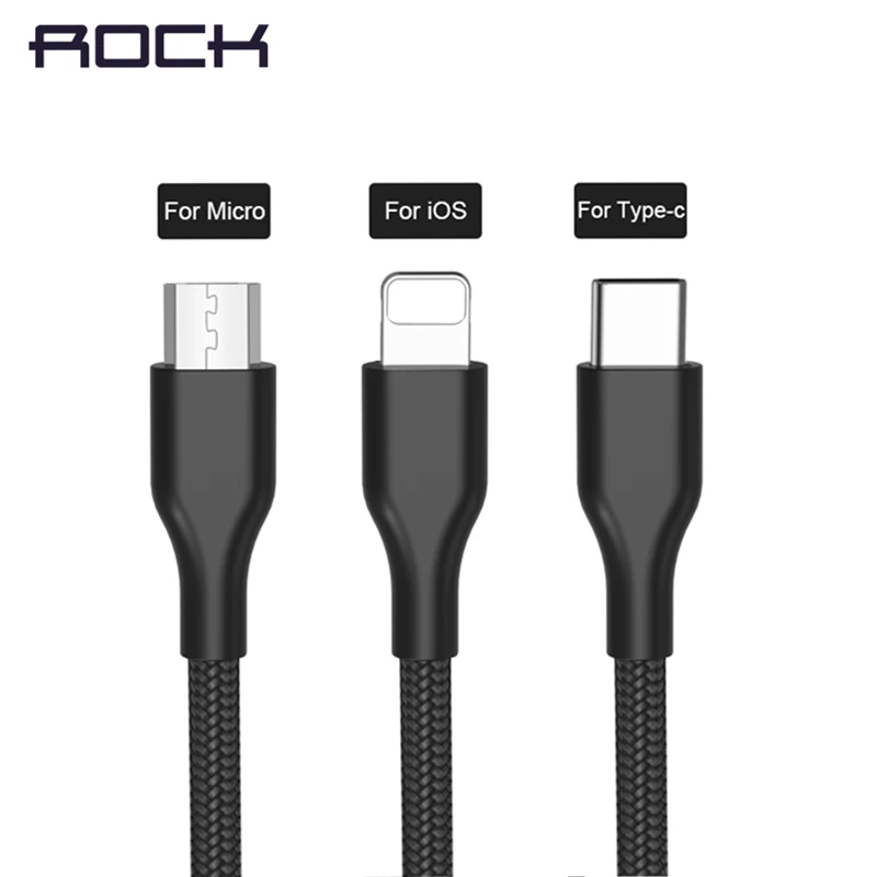 

USB Cable for iPhone X XS ROCK Fast Charging Micro Cable for Samsung Type C Data Sync Cable for Huawei Xiaomi Phone Charger Cord