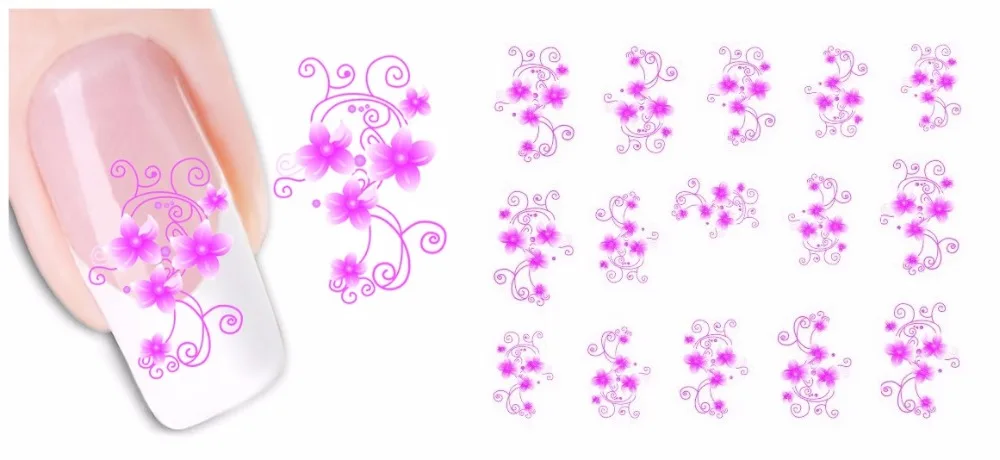 50 шт водяные наклейки для ногтей, художественные переносные наборы, цветок, лоза, черная кошка, изображение, сделай сам, водяной знак, слайдер, маникюрная наклейка для ногтей, TRXF1422-1469