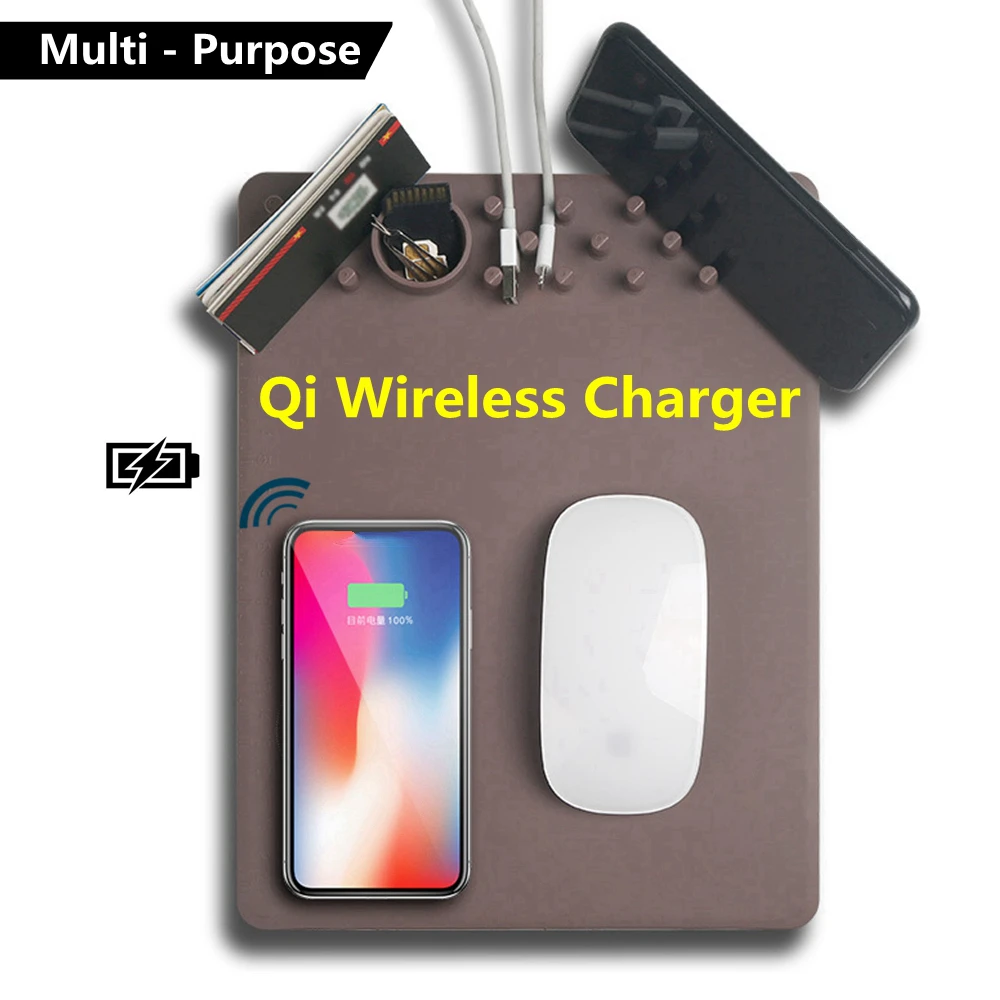 Fast Qi Wireless Charger Mouse Pad Mat Mobile Phone Holder Creative