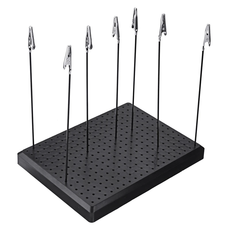 

10Pcs Airbrush Spray Paint Clamping Parts Holder Color Clip And 1Pcs Stand Holds For Hobby Modeling Model Part Painting