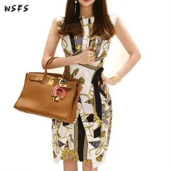 

Summer White Print Dresses Oneck Sleeveless Dress Womens Vintage Office bodycon Sexy Party Midi Asymmetrical Sundress Vestidos