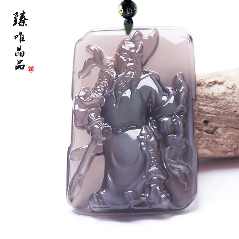 

Lucky lucky crystal top natural ice species obsidian guan gong pendant male necklace