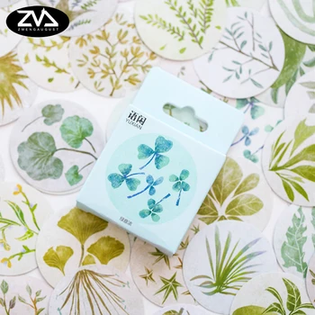 

50pcs/box Green plants decoration stickers DIY decoration Stickers Diary Decoration Scrapbooking diy seal Sticker Stationery