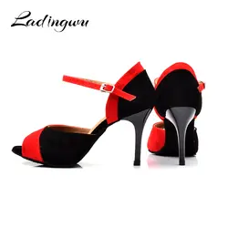 Ladingwu/Новые Фланелевые Туфли для латинских танцев; классические красные и черные туфли для бальных танцев; обувь для сальсы; обувь для
