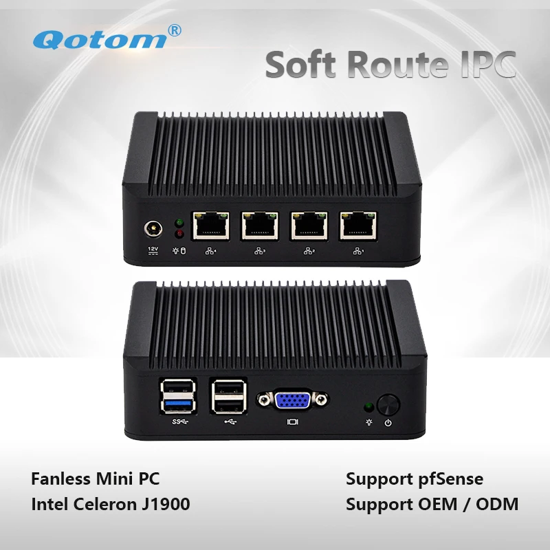 

Qotom-Q190G4U Embedded Desktop Celeron J1900 Processor 4 LAN Support Linux Pfsense as a Router Firewall Mini Computer PC Fanless