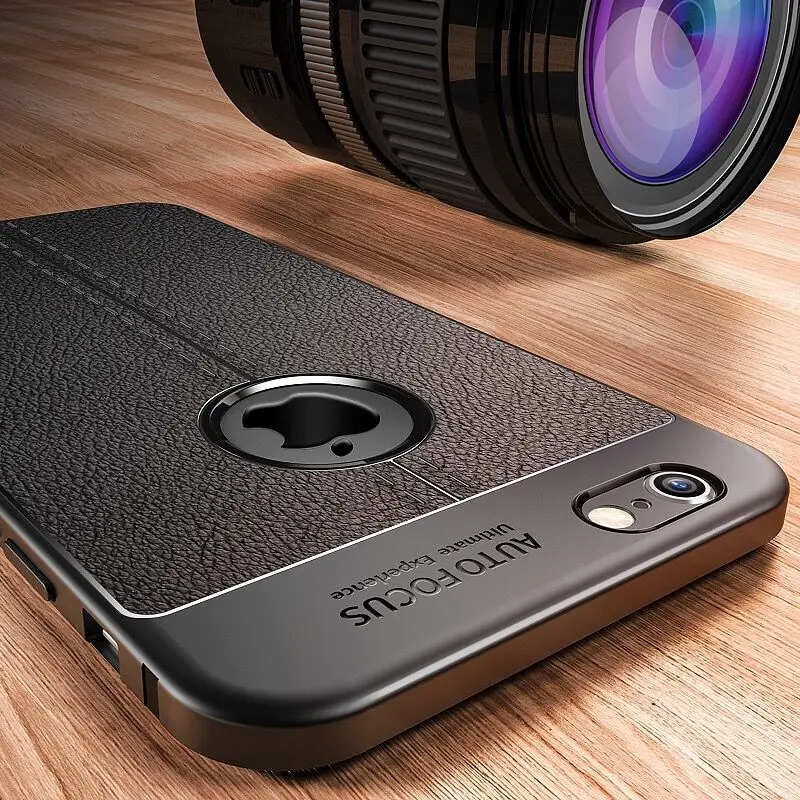 

For iPhone 5 5s Case Full Protection Silicone Mobile Phone Bag Luxury Leather Grain TPU Phone Accessories For iPhone 5 SE Case
