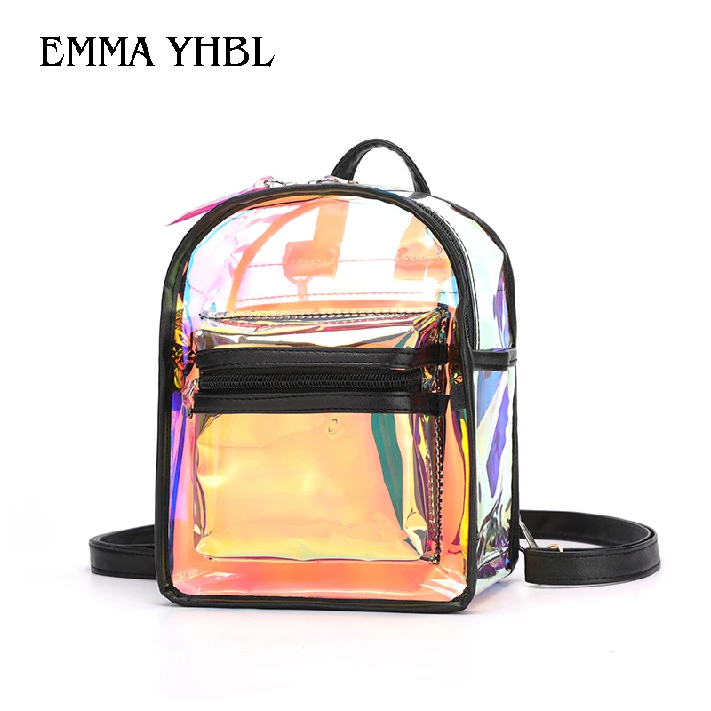 

EMMA YHBL New Korean fashion jelly transparent backpack with one shoulder and cross-body bag for girls
