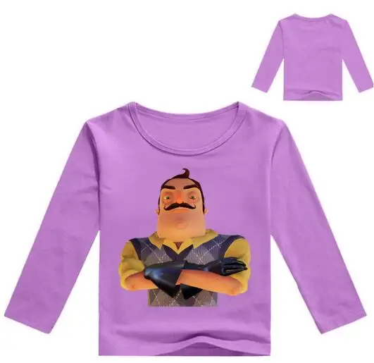 Лидер продаж, футболка с надписью «Hello neighor» для детей возрастом от 2 до 12 лет Одежда для маленьких мальчиков джемпер для детей, футболка с длинными рукавами для подростков хлопковый топ, модель