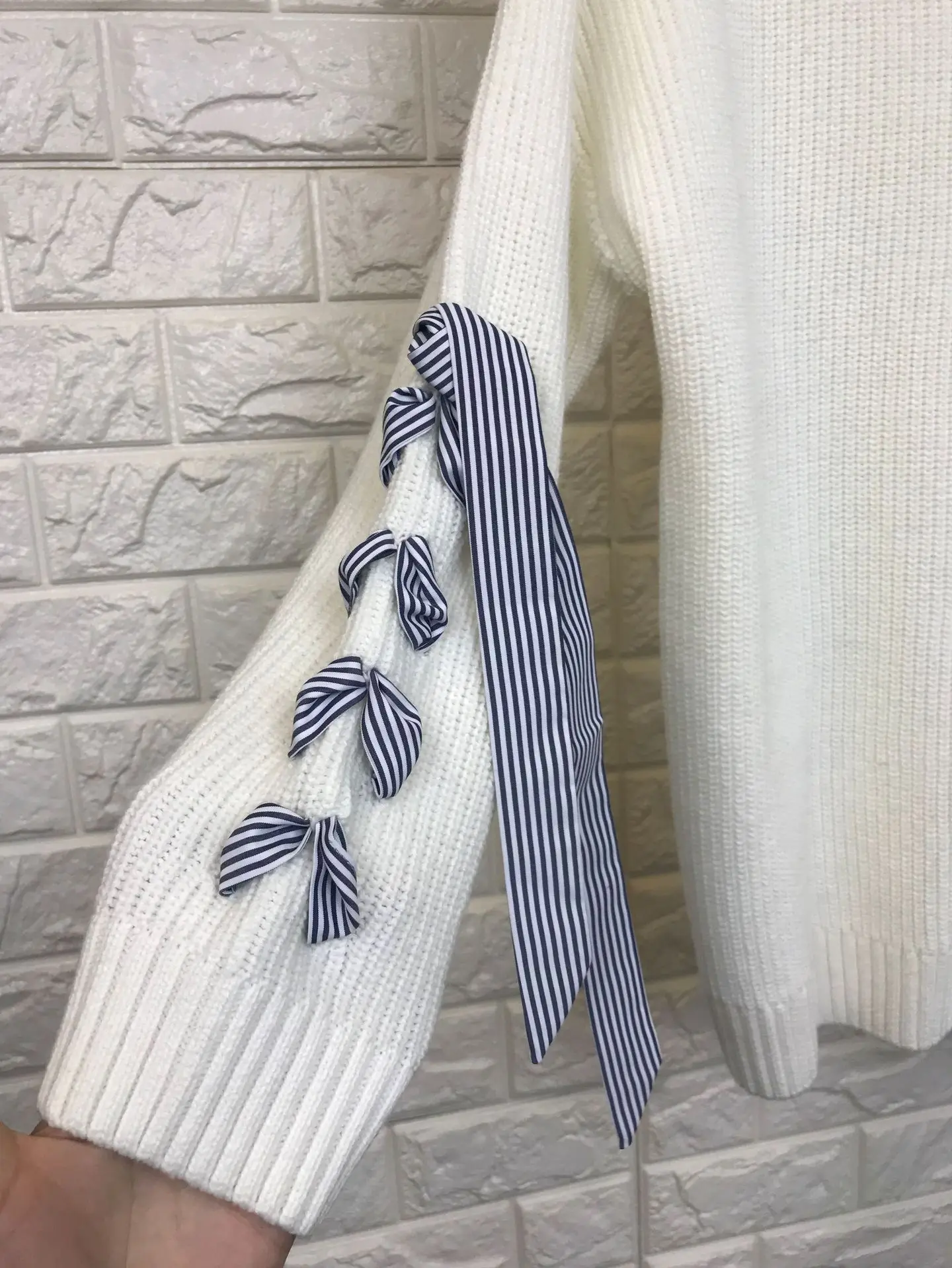 White elastic knit loose pullovers sweater 2018 new long sleeve women autumn casual sweater 