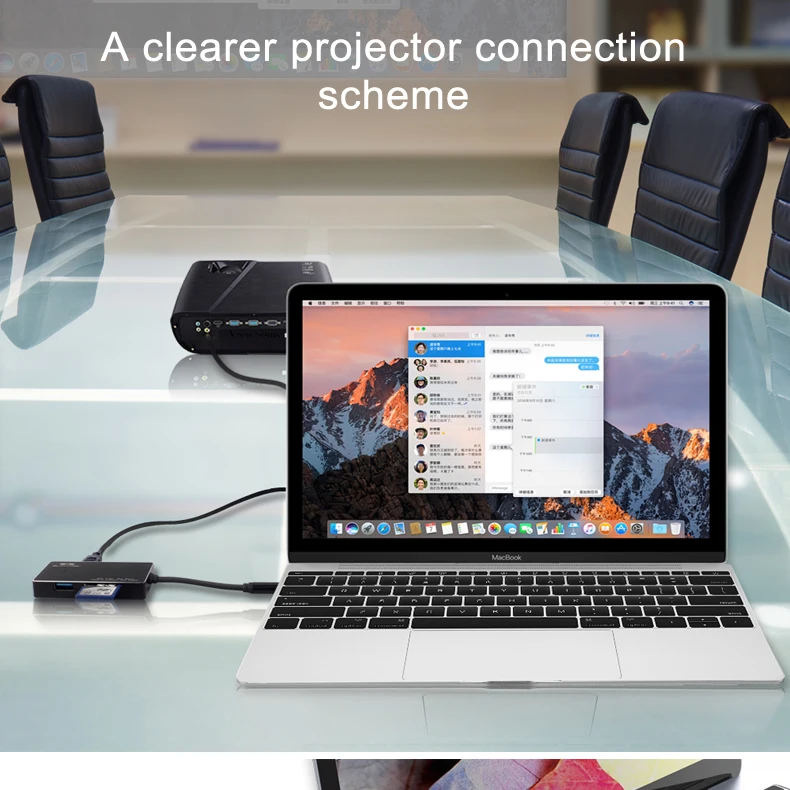 Suntrsi Тип usb C концентратор HDMI 4 k USB-C адаптер для MacBook 2-Порты и разъёмы USB 3,0 черный 7 в 1 TF/SD кард-ридер