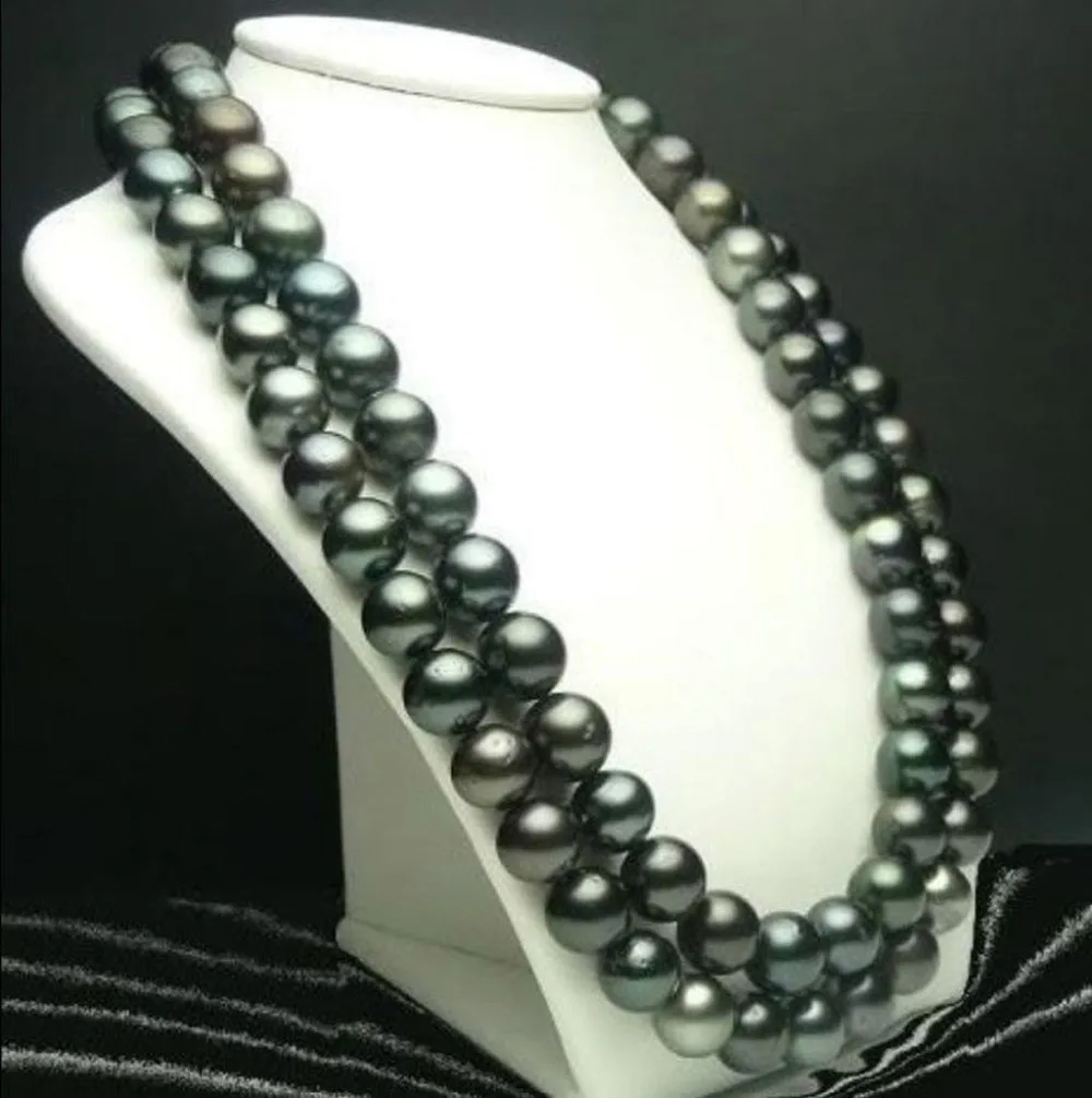 REAL PEARL 9 10mm Black Tahitian Cultured Pearl Necklace 50"^^^^Noble