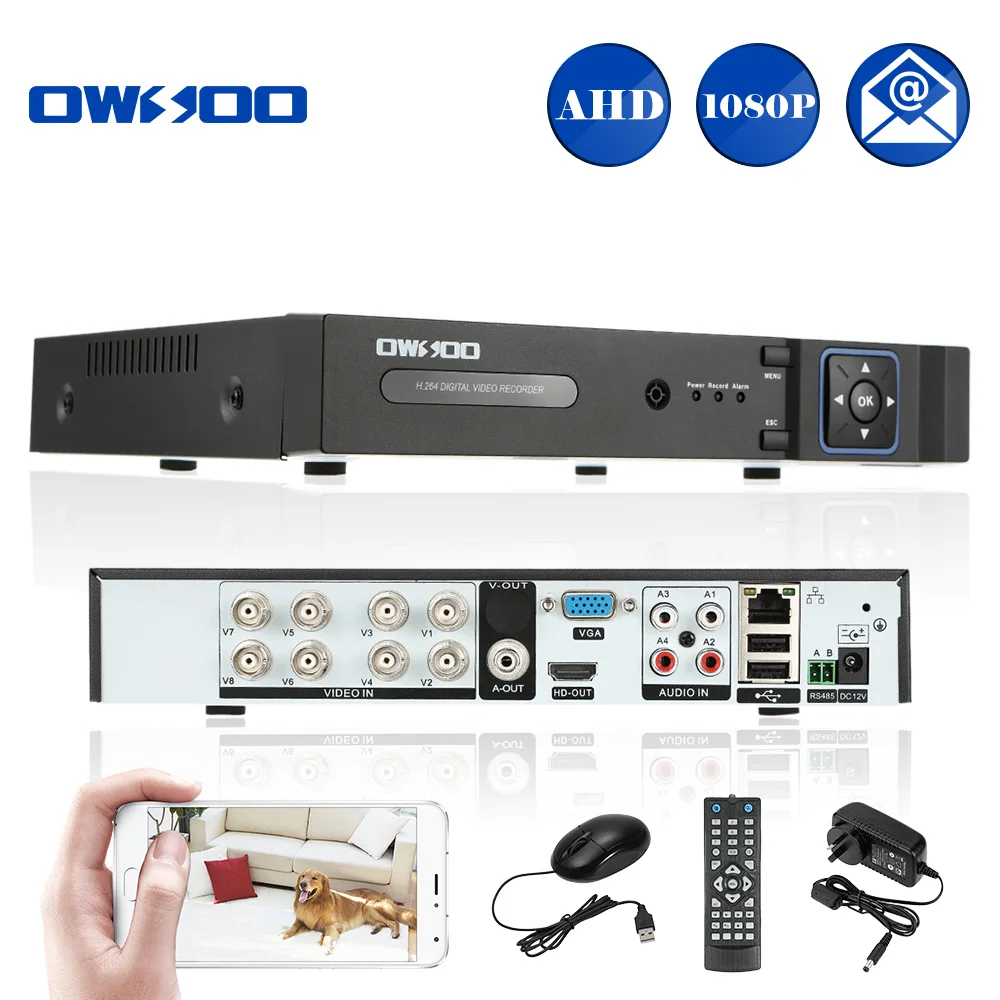 8-канальный Onvif 1080P NVR AHD DVR 5в1 охранный видео рекордер Система видеонаблюдения P2P Сетевая безопасность телефон контроль движения Обнаружение