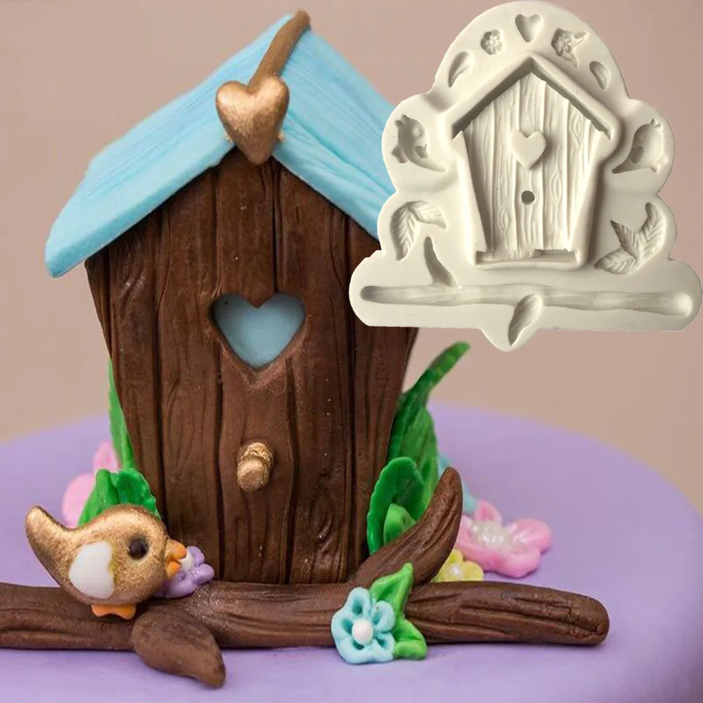 Aouke дерево дом Птичий дом скворечник в форме жидкого силикона торт плесень DIY мягкая глина помадка глина плесень L133