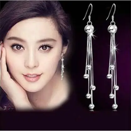 

2017 Luxury Statement Silver Jewelr Long Chain Beads Tassels Drop Earring Linear Tassels Drop Earrings For Women Wedding Party