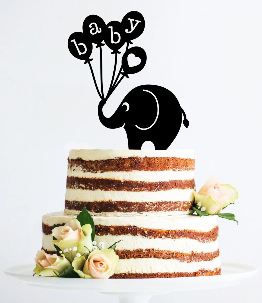 Baby Elephant Cake Topper, Fun Baby Shower Topper, Classic Baby Cake
