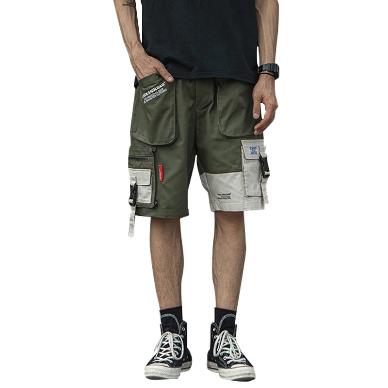 

Side Strap Buckle Zipper Pocket Cargo Hip hop pants Summer Harem pantsCasual Streetwear Short Trousers Male Shorts Baggy Shorts