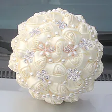 MissRDress великолепный жемчужный Свадебный букет цвета слоновой кости свадебные цветы искусственные розы свадебные букеты для свадебных аксессуаров JK312