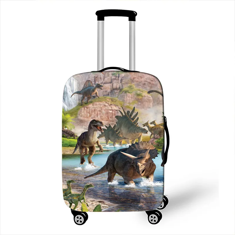 Крутой Чехол для багажа с принтом динозавра, эластичный чехол для костюма, Защитные чехлы для дорожная сумка, чехол на колесиках с защитой от пыли, чехлы для багажа - Цвет: pxtkonglong03