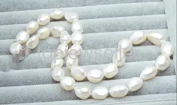 

charm Baroque Pearl Necklace12-13mm white Pearl Jewelry Choker Necklace Free shipping