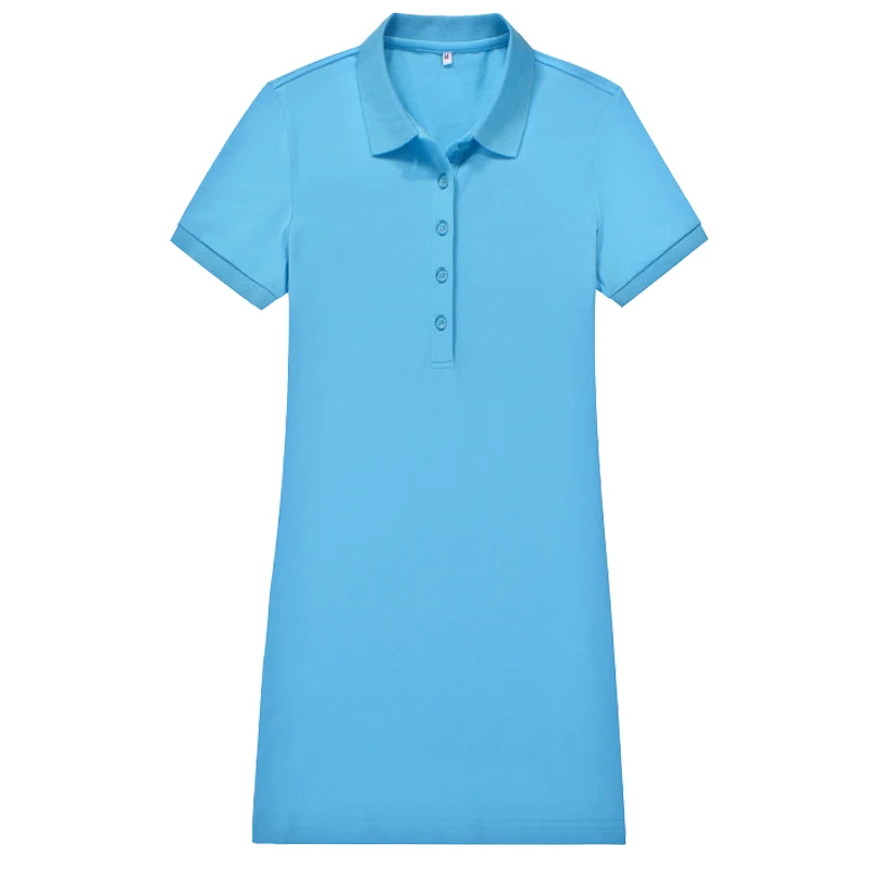 Высококачественная рубашка поло, женская черная рубашка с коротким рукавом и отложным воротником, хлопковая Повседневная рубашка поло, женская летняя одежда Pl - Цвет: Синий