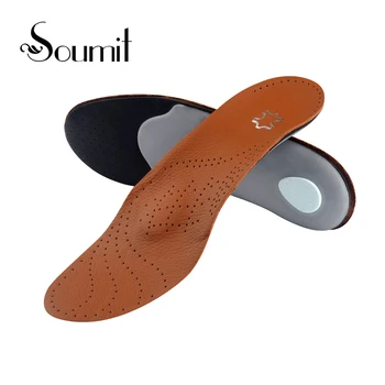 

Soumit Premium Leather Orthopedic Insoles Antibacterial Active Carbon Arch Support Orthotic Shoes Insole for Men Women Flat Foot