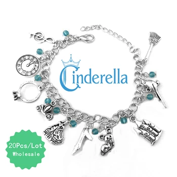 

20 Pcs a Lot Cinderella Bracelet Pumpkin Carriage Vintage Chain Links Wristlet Anklets Bangles Valentine's Day Christmas Gift