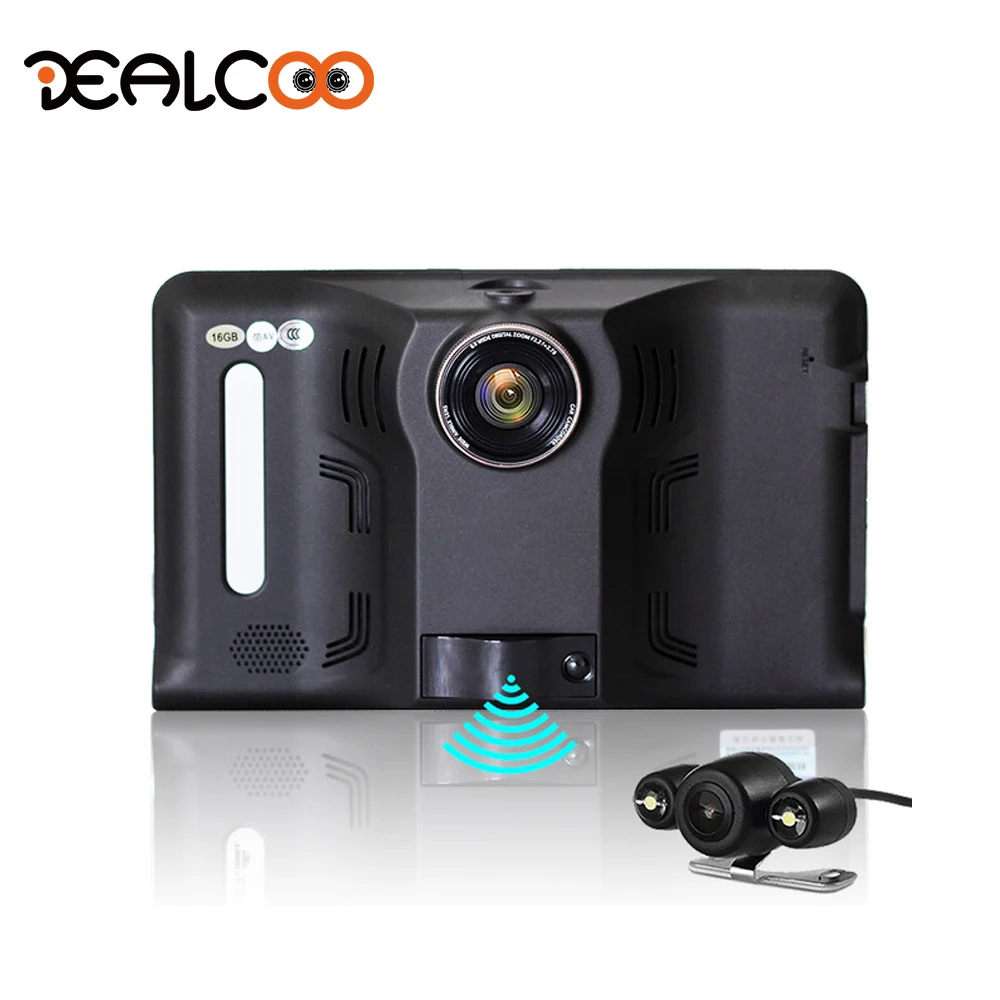 Dealcoo 7' Автомобильный dvr регистраторы камера с антирадары Android 1080 gps навигации 3 в 1