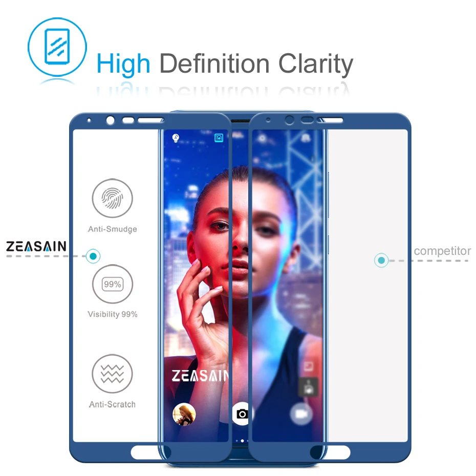2 Pack Original ZEASAIN 2.5D Full Cover Tempered Glass Screen Protector For Huawei Honor View 10 Honor V10 V 10 9H Glass Film (3)