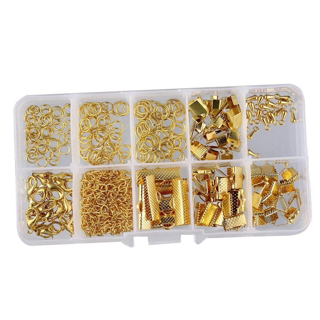 Phenovo Jewelry Making Starter Kit Set Earring Bracelet Necklace Findings  extender chain making crafts -Gold