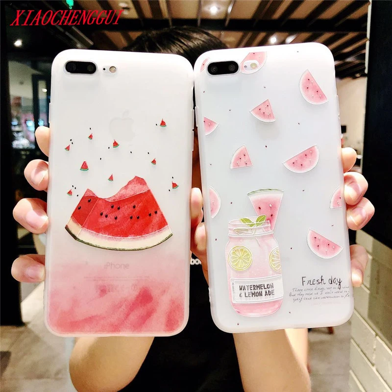 

For iPhone 8 X 6 6S 7 Plus Summer watermelon Pattern Cell Phone Case Solft TPU Silicone Back Cover For iPhoneX 7 8 plus Coque