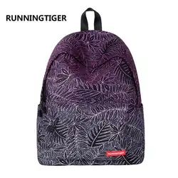 Runningtiger Для женщин рюкзак с цветочным принтом Рюкзаки школьный стиль Сумки для Обувь для девочек Холст Женский Рюкзаки для Колледж