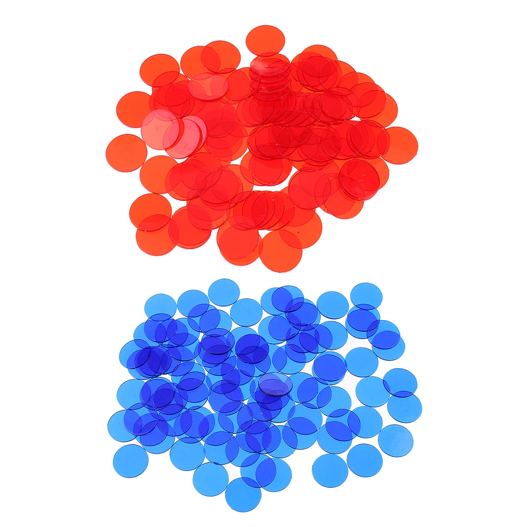 Perfeclansports Store-200 Pieces Translucent Bingo Chip 3/4 Inch for Bingo Game Cards Red& Blue