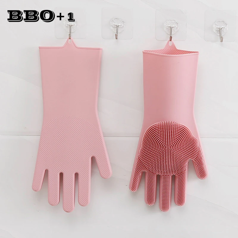 

1 Pair Household Silicone Dishwashing Gloves Kitchen Cleaning Gloves Washing Dishes Multifunctional Magic Glove Eco-Friendly