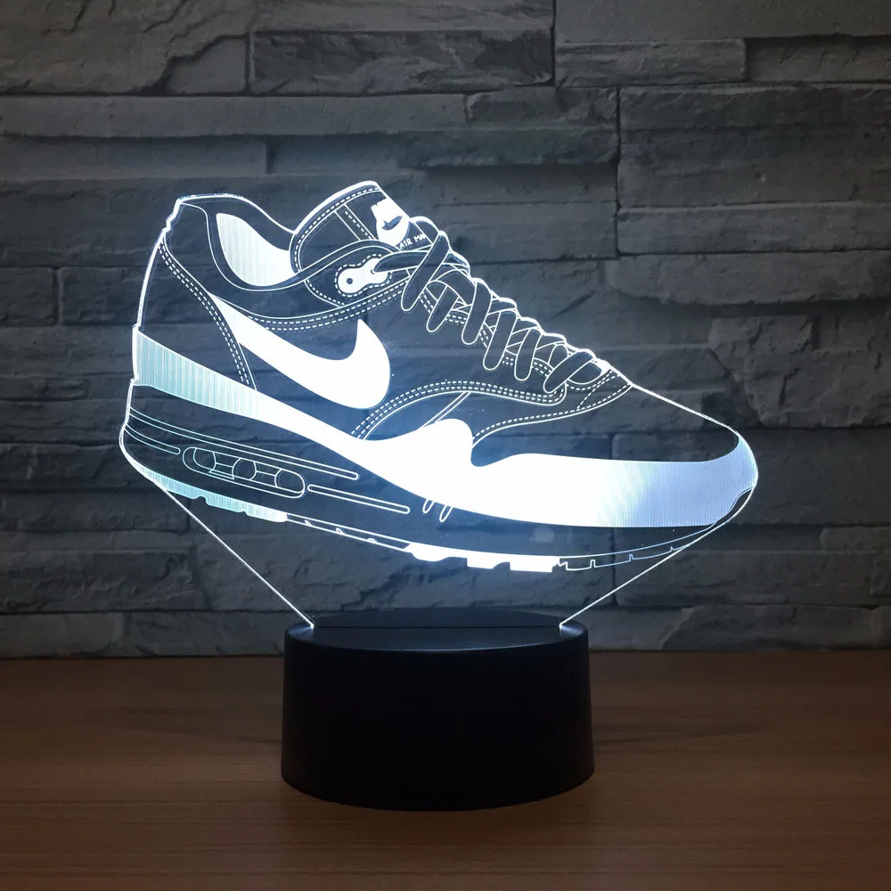 Kopen 3D Led Touch Schakelaar Schoenen Vorm Nachtlampje Voor Sport Fans Creatieve Bureaulamp Slaapkamer Usb Atmosferen Beweging Verlichtingsarmatuur