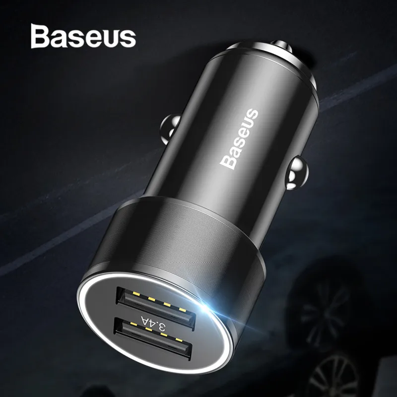 Baseus 3.4A Dual USB Car Charger for iPhone X 8 Samsung Xiaomi Huawei Universal Car Phone Charger Fast Charging Adapter in Car